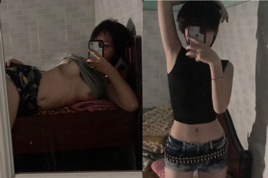 Cô bạn tóc ngắn dễ thương với tâm trạng phấn khích